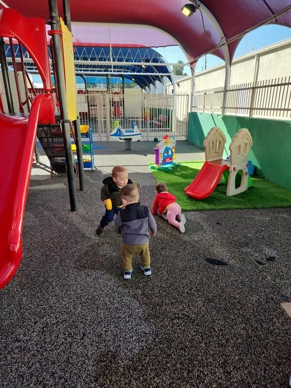 Children playing on the outdoor playground